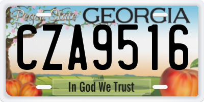 GA license plate CZA9516
