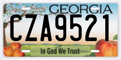 GA license plate CZA9521