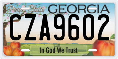 GA license plate CZA9602