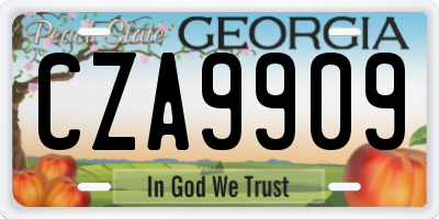 GA license plate CZA9909