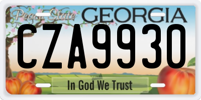 GA license plate CZA9930