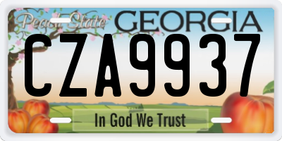 GA license plate CZA9937