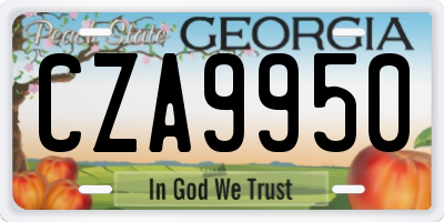 GA license plate CZA9950