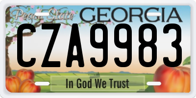 GA license plate CZA9983