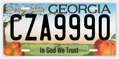 GA license plate CZA9990