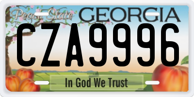 GA license plate CZA9996