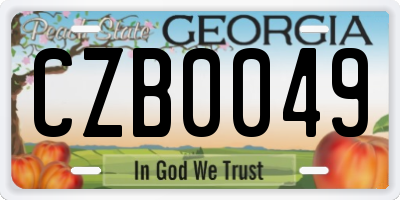 GA license plate CZB0049