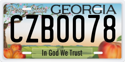 GA license plate CZB0078
