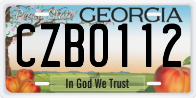 GA license plate CZB0112