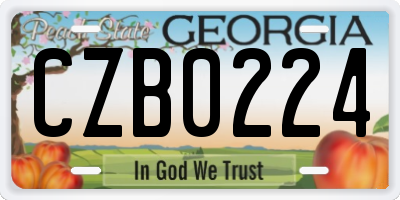 GA license plate CZB0224