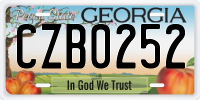 GA license plate CZB0252