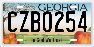 GA license plate CZB0254