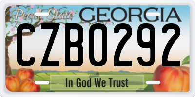 GA license plate CZB0292