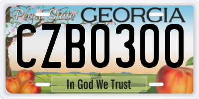 GA license plate CZB0300