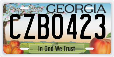 GA license plate CZB0423