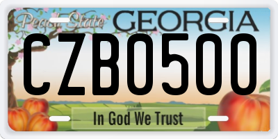 GA license plate CZB0500