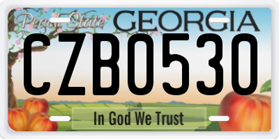 GA license plate CZB0530