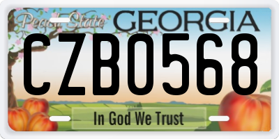 GA license plate CZB0568