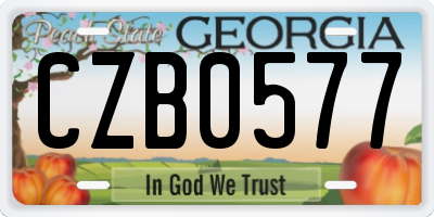 GA license plate CZB0577