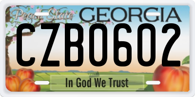 GA license plate CZB0602
