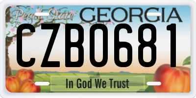 GA license plate CZB0681