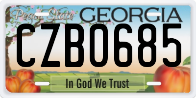 GA license plate CZB0685