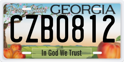 GA license plate CZB0812