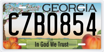 GA license plate CZB0854