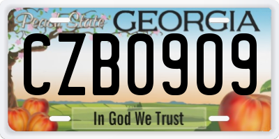 GA license plate CZB0909