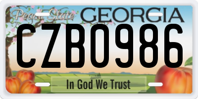 GA license plate CZB0986