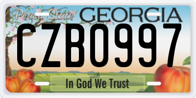 GA license plate CZB0997
