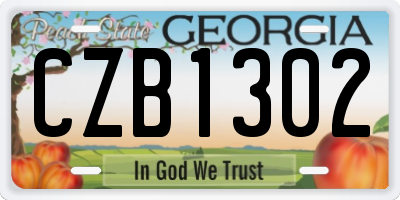 GA license plate CZB1302