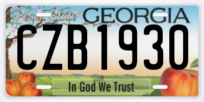 GA license plate CZB1930