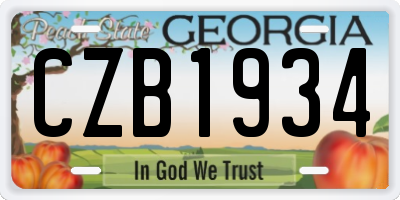 GA license plate CZB1934