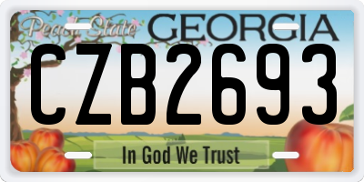 GA license plate CZB2693