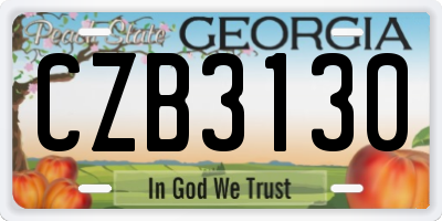 GA license plate CZB3130