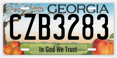 GA license plate CZB3283