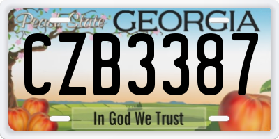 GA license plate CZB3387