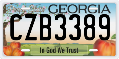 GA license plate CZB3389