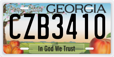 GA license plate CZB3410