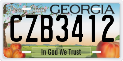 GA license plate CZB3412