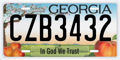 GA license plate CZB3432