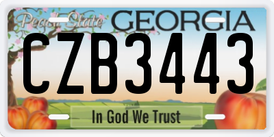 GA license plate CZB3443