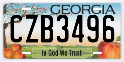 GA license plate CZB3496