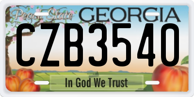 GA license plate CZB3540
