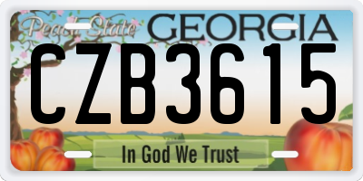 GA license plate CZB3615