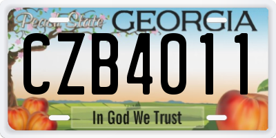 GA license plate CZB4011