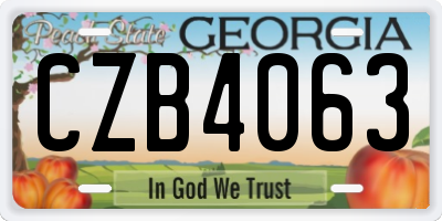 GA license plate CZB4063