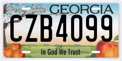 GA license plate CZB4099