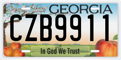 GA license plate CZB9911